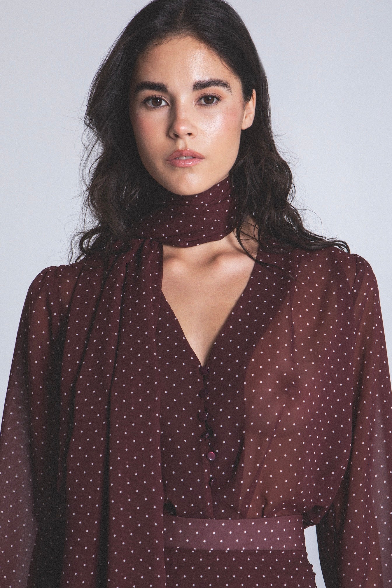 BURGUNDY  POLKA DOTS SHIRT