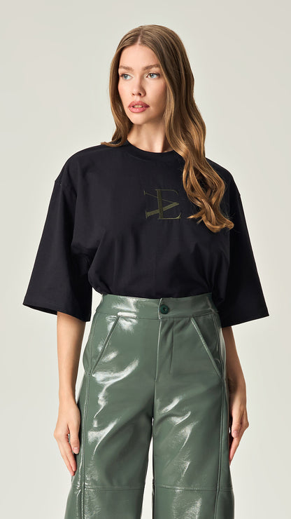 SAGE VELOCITY GLOSSY LEATHER JUPE CULOTTE