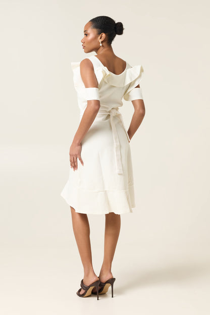 PETAL WHISPER MIDI COTTON DRESS