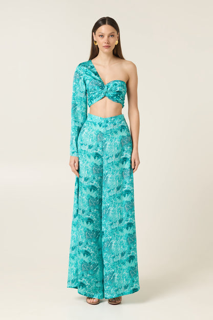 SERAFINA ONE SHOULDER SATIN TOP