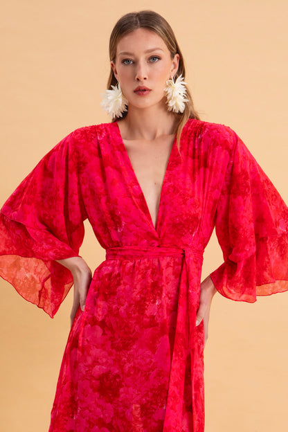 RUBY ROSE MAXI DRESS WITH RUFFLES