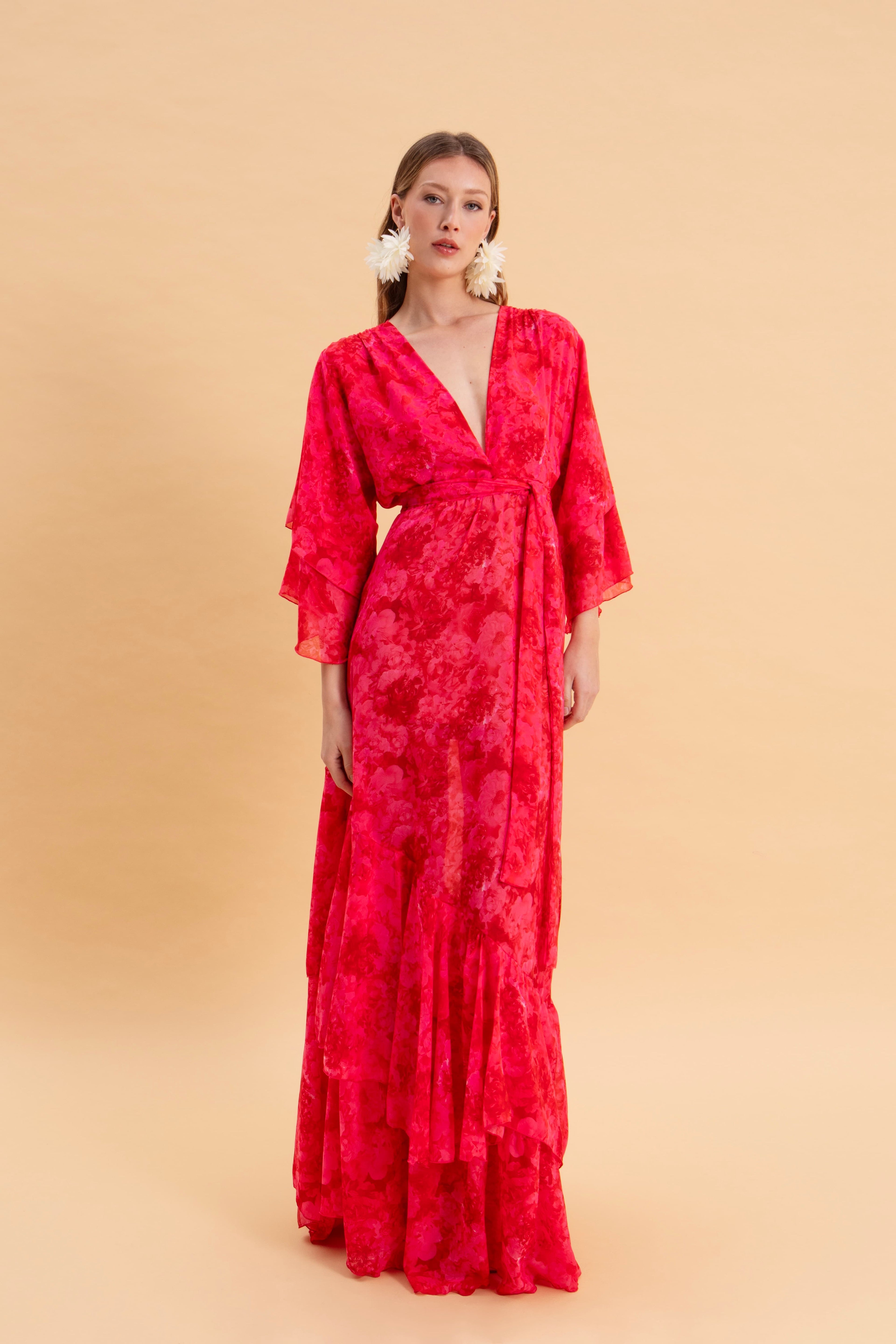 RUBY ROSE MAXI DRESS WITH RUFFLES