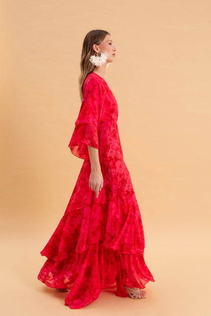 RUBY ROSE MAXI DRESS WITH RUFFLES