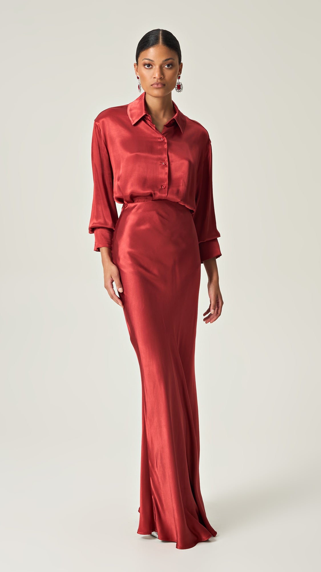 SCARLET SATIN GRACE SHIRT