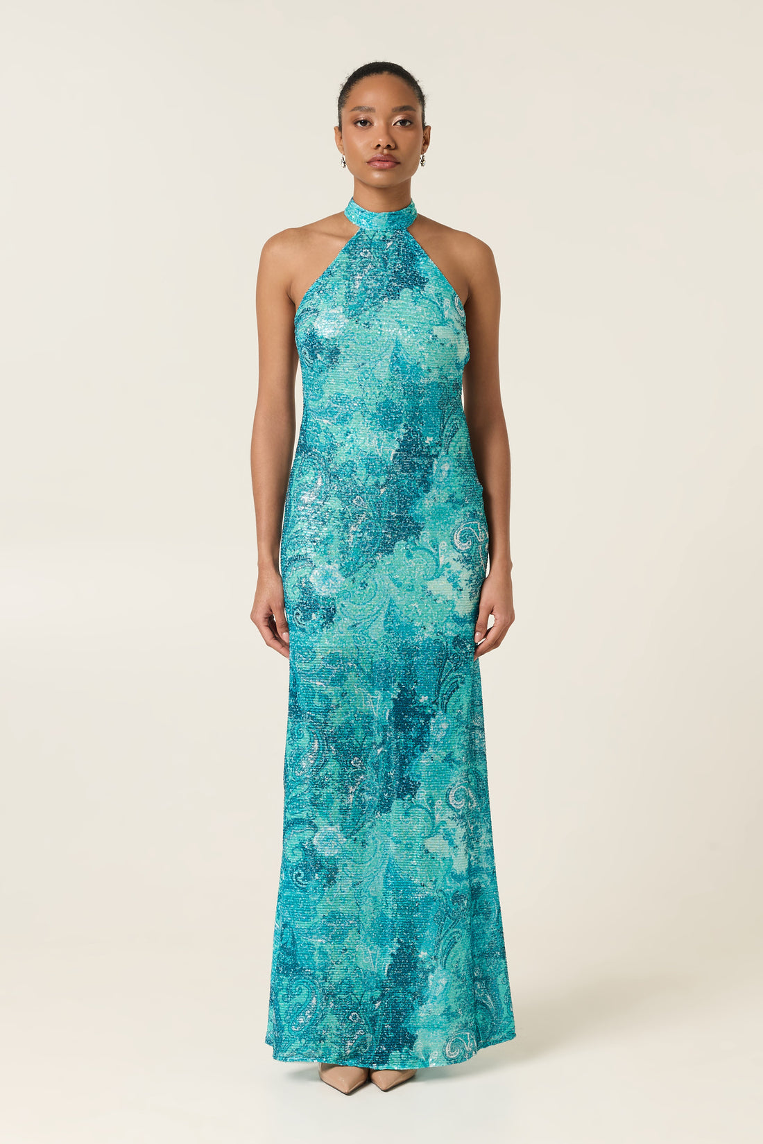 AQUA SCULPT SEQUINED DRESS