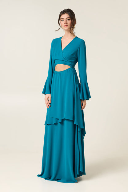 PORTO MAXI DRESS WITH RUFFLES