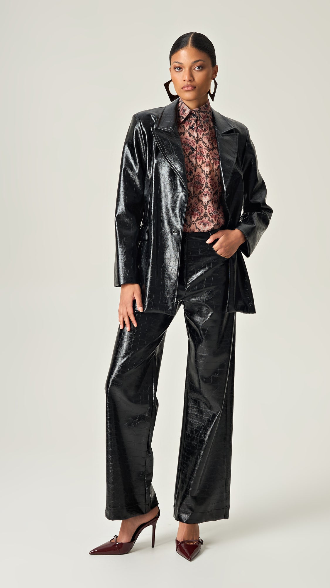 MIDNIGHT POWER CROCO LEATHER PANTS