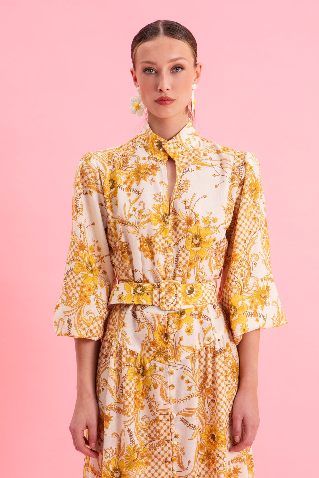 MARIGOLD MIDI LINEN DRESS WITH BELT