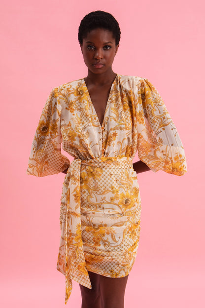MARIGOLD MINI DRESS WITH GOLD DETAILS
