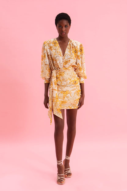 MARIGOLD MINI DRESS WITH GOLD DETAILS