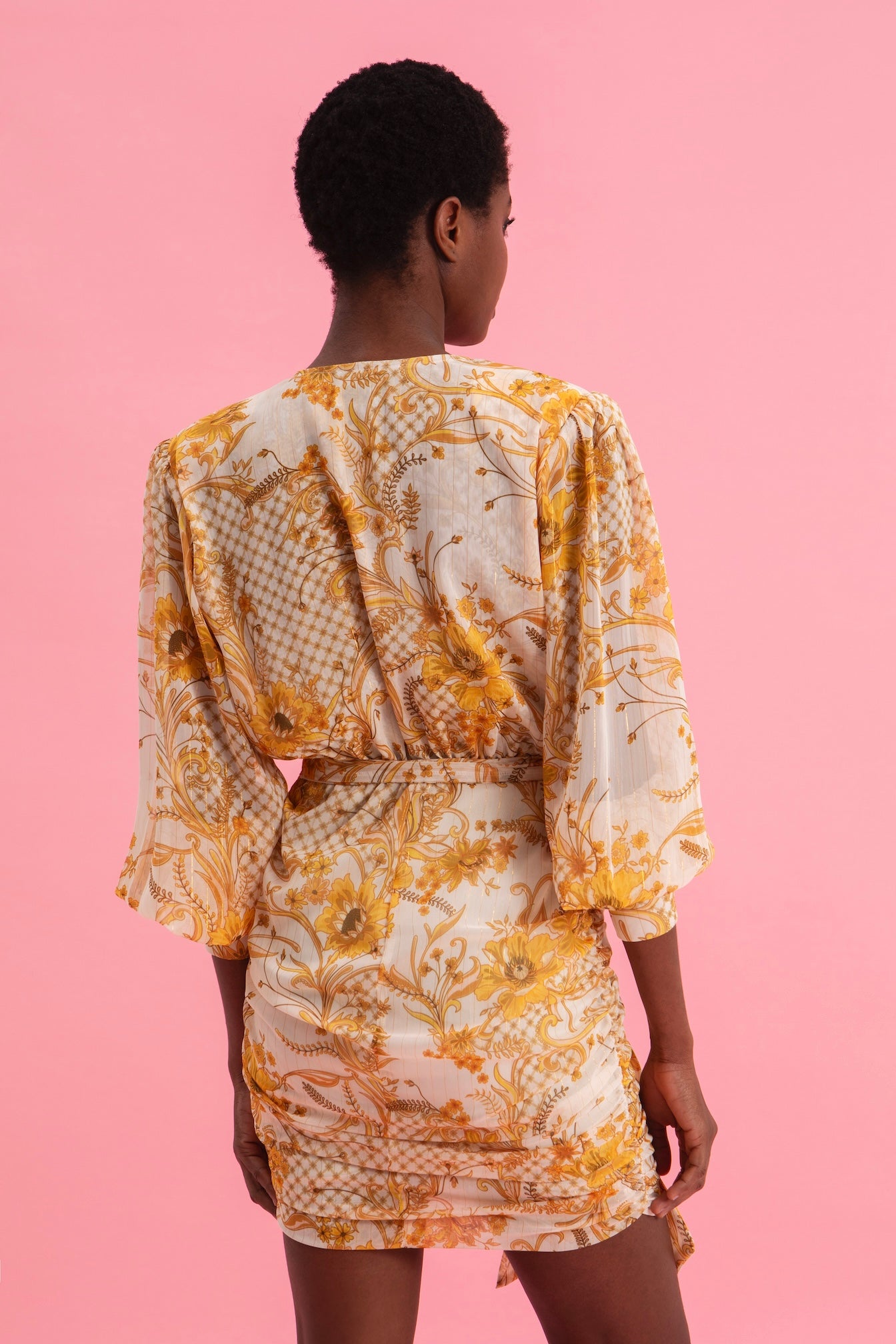 MARIGOLD MINI DRESS WITH GOLD DETAILS