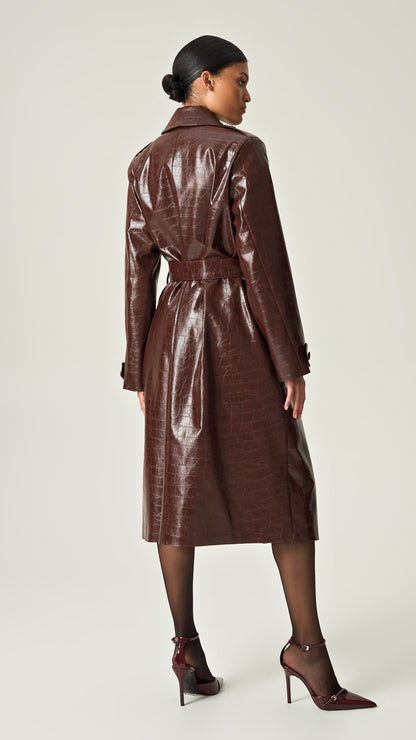 COCOA CROCO LEATHER TRENCH COAT