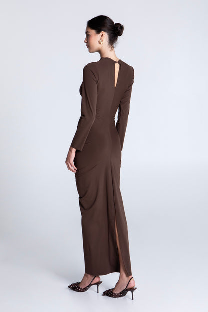 MOCHA CURVED MAXI DRESS