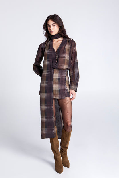 MOCHA MIRAGE PLAID SKORT