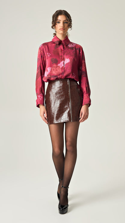 COCOA CROCO LEATHER MINI SKIRT