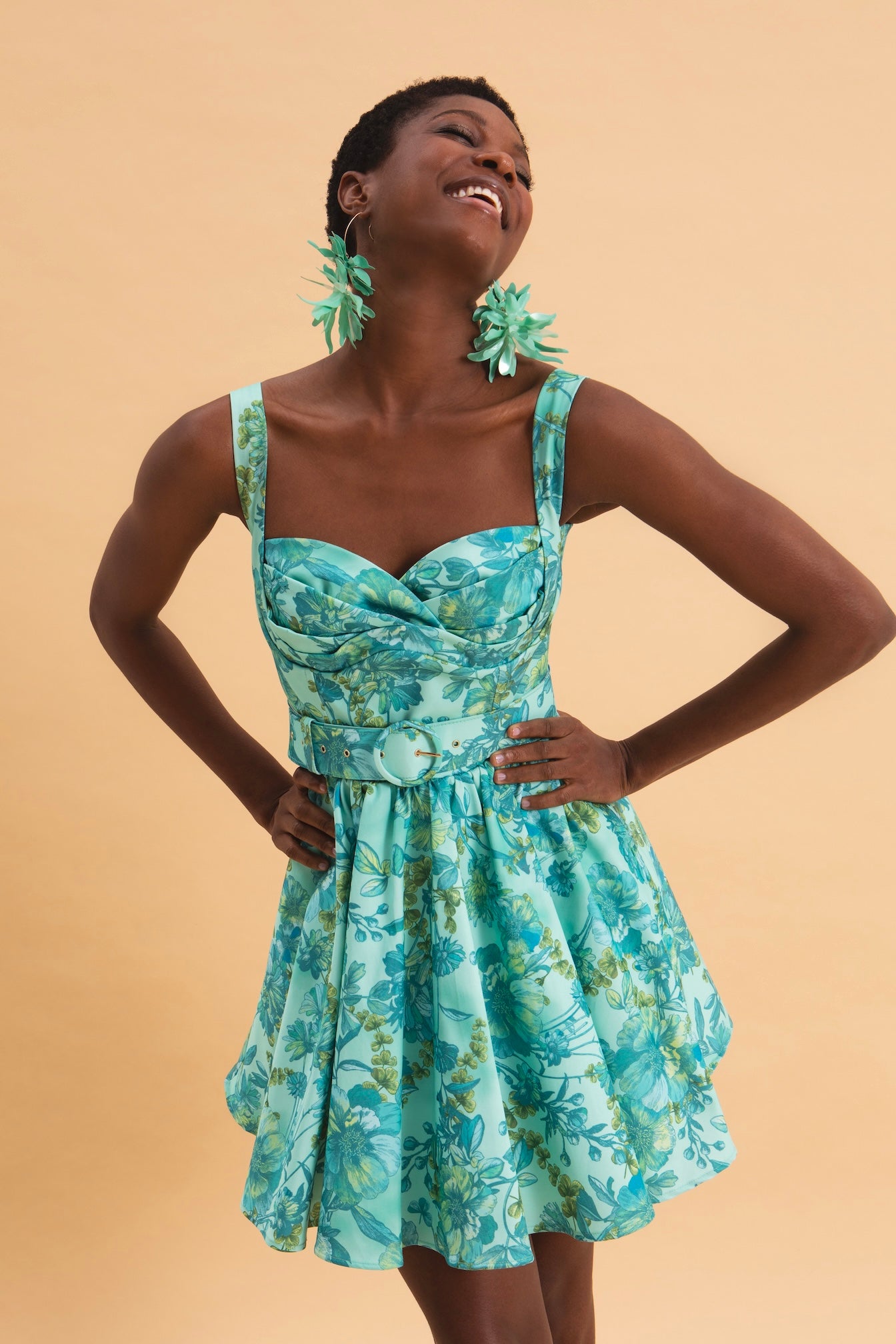 BOTANICAL BREEZE MINI 100% COTTON JEAN DRESS