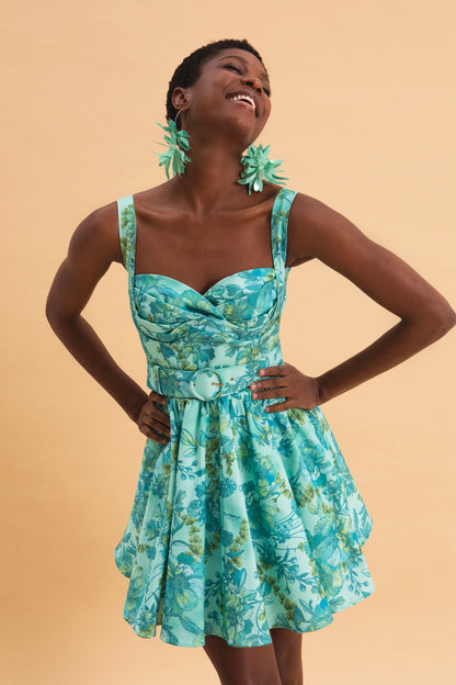 BOTANICAL BREEZE MINI 100% COTTON JEAN DRESS