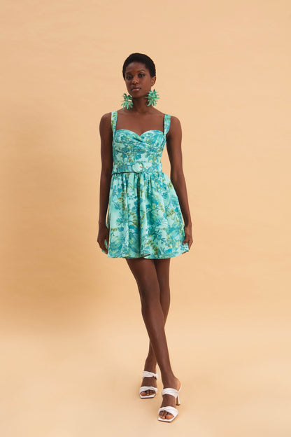 BOTANICAL BREEZE MINI 100% COTTON JEAN DRESS