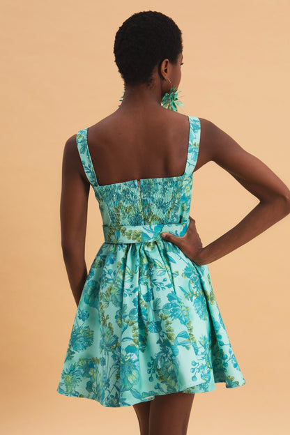 BOTANICAL BREEZE MINI 100% COTTON JEAN DRESS
