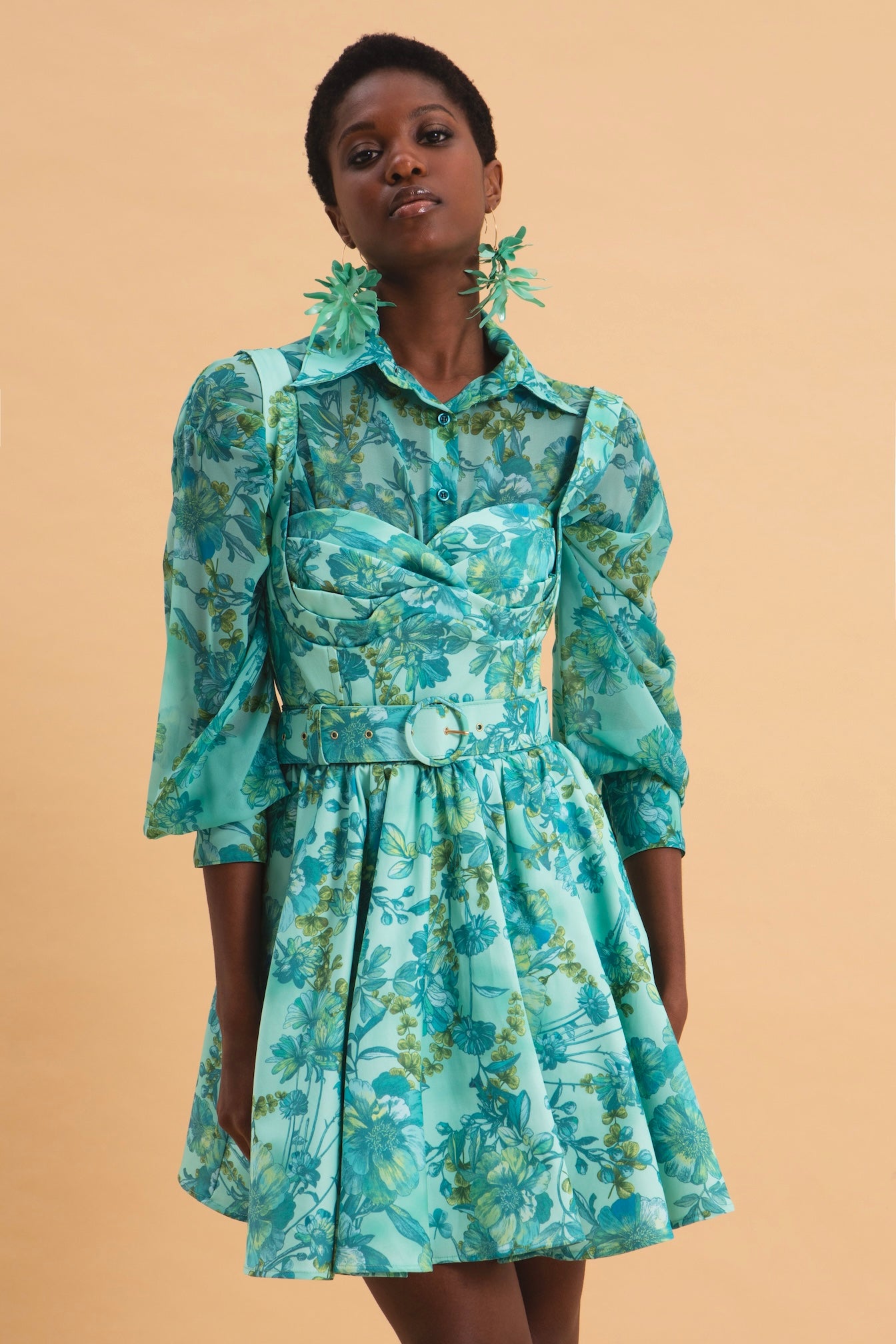 BOTANICAL BREEZE MINI 100% COTTON JEAN DRESS