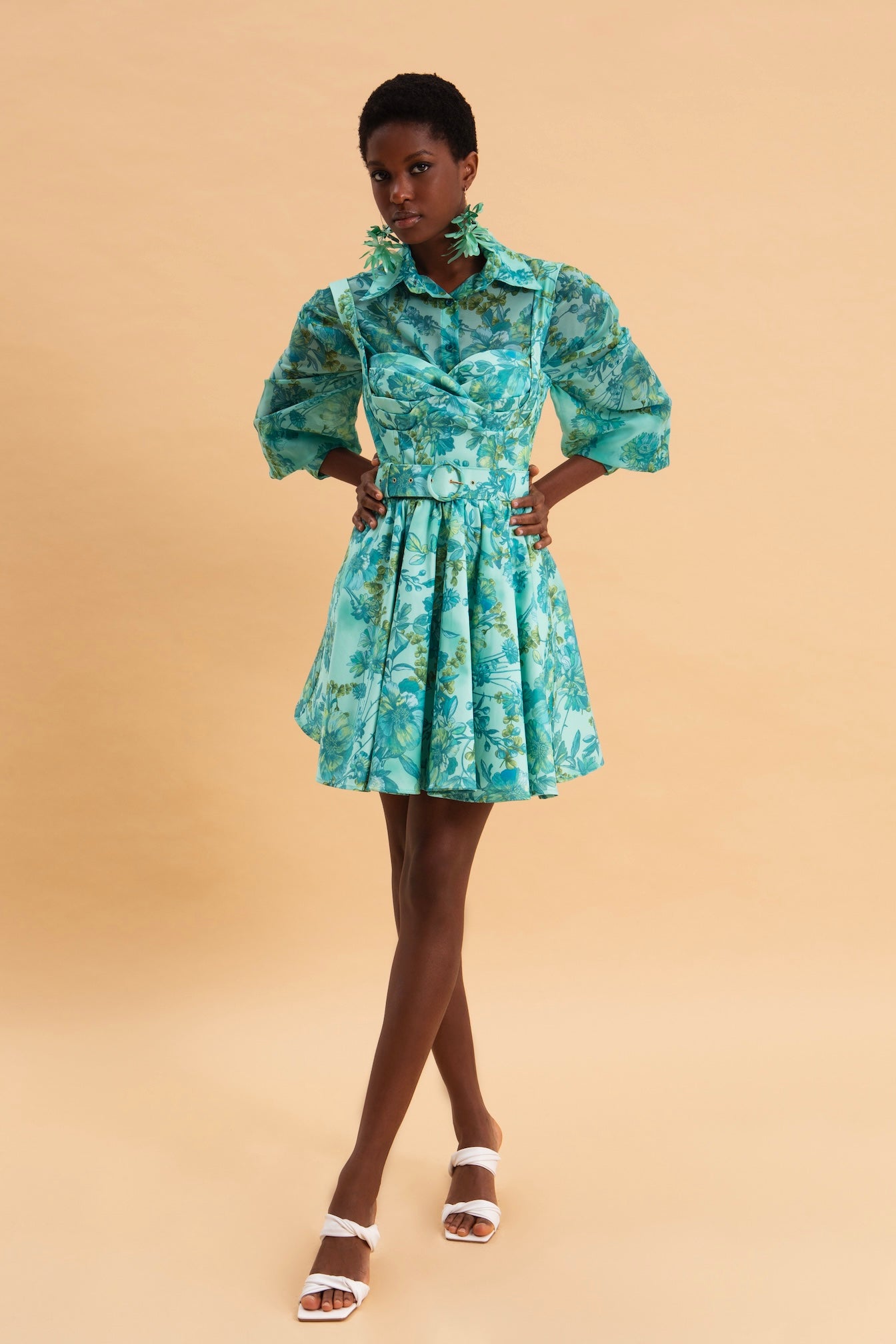BOTANICAL BREEZE MINI 100% COTTON JEAN DRESS