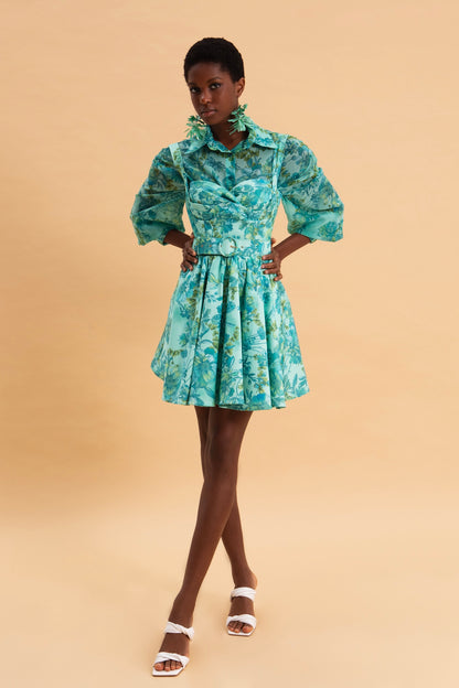 BOTANICAL BREEZE MINI 100% COTTON JEAN DRESS