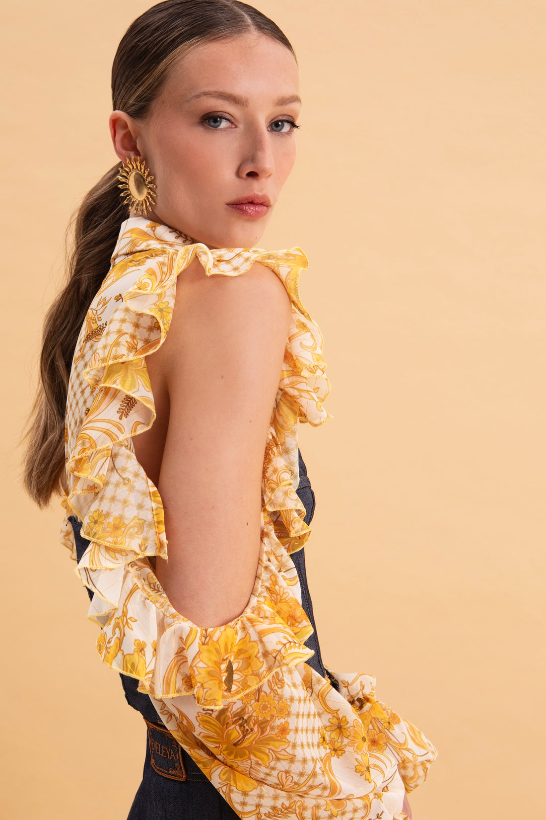 MARIGOLD SHIRT WITH GOLD DETAILS