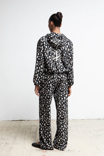 BLACK BAMBI PRINT ZIP UP HOODED JACKET