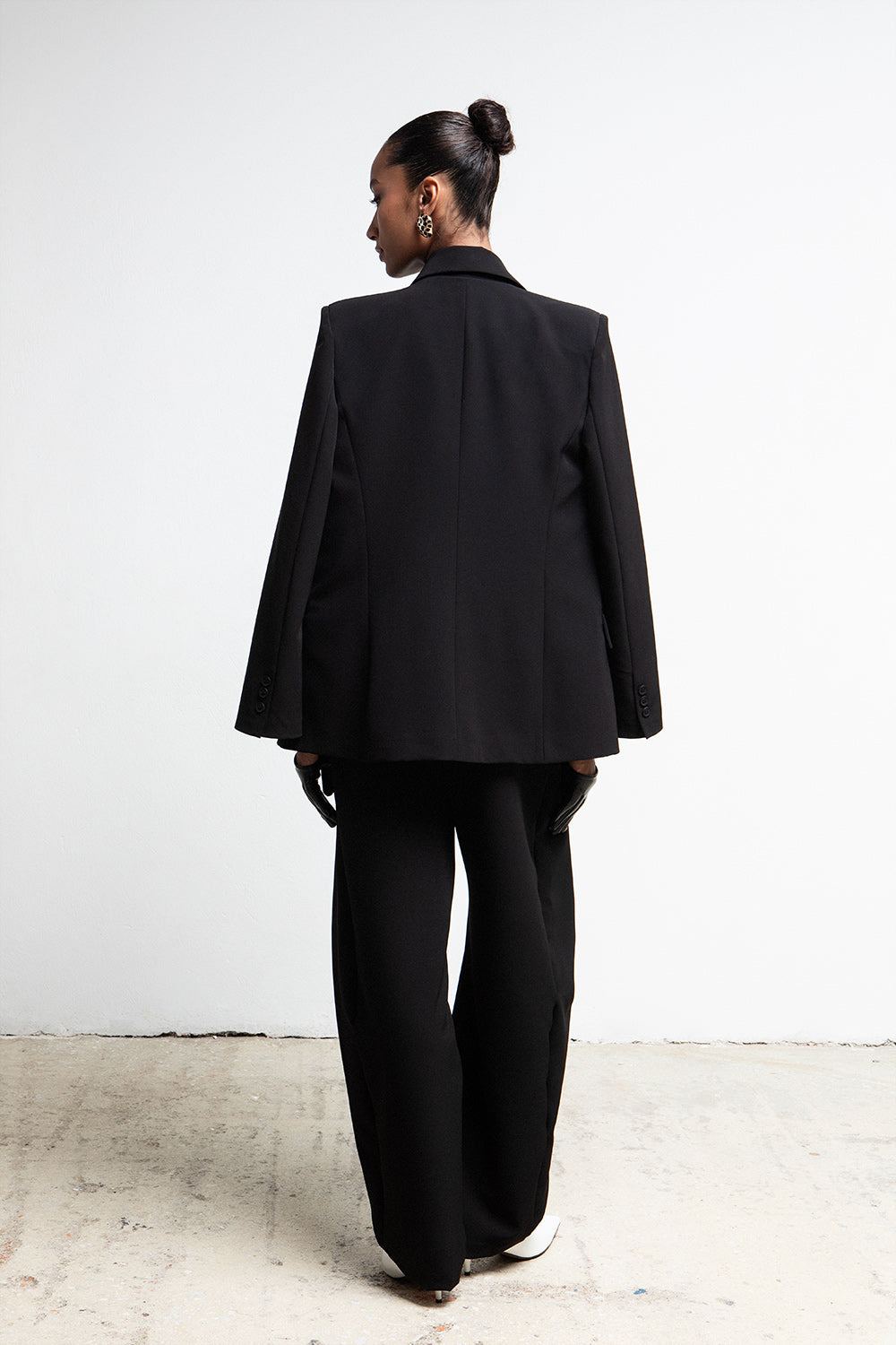 BLACK OVERSIZED BARREL LEG  TAILORED PANTS