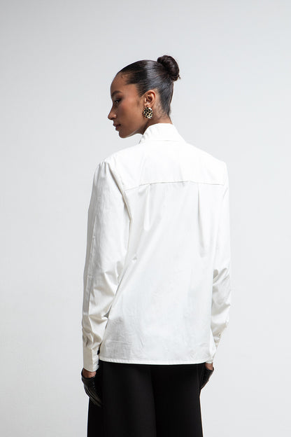 WHITE TIE NECK SHIRT