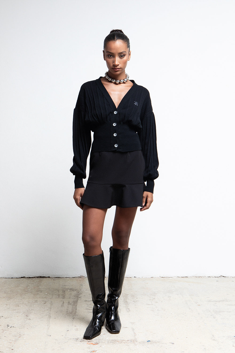 BLACK FLOUNCE MINI SKIRT