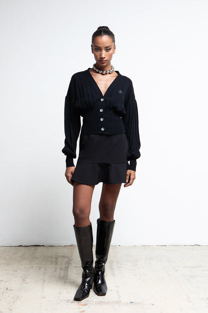 BLACK FLOUNCE MINI SKIRT