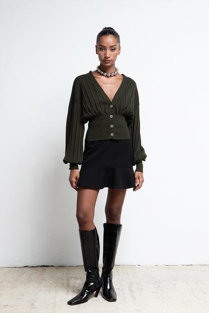 BLACK FLOUNCE MINI SKIRT