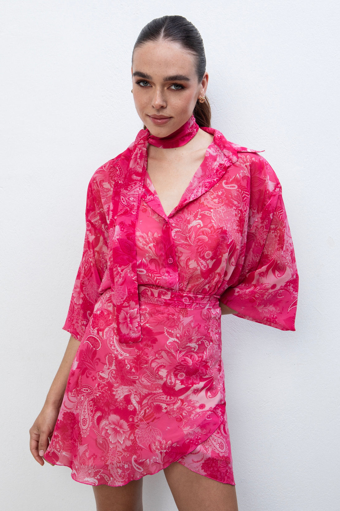 FUCHSIA PAISLEY OVERSIZED SHIRT