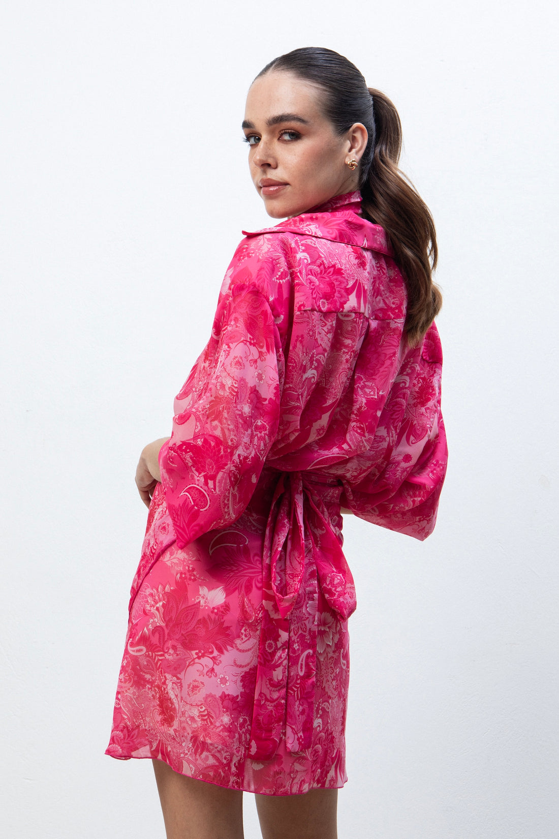 FUCHSIA PAISLEY OVERSIZED SHIRT