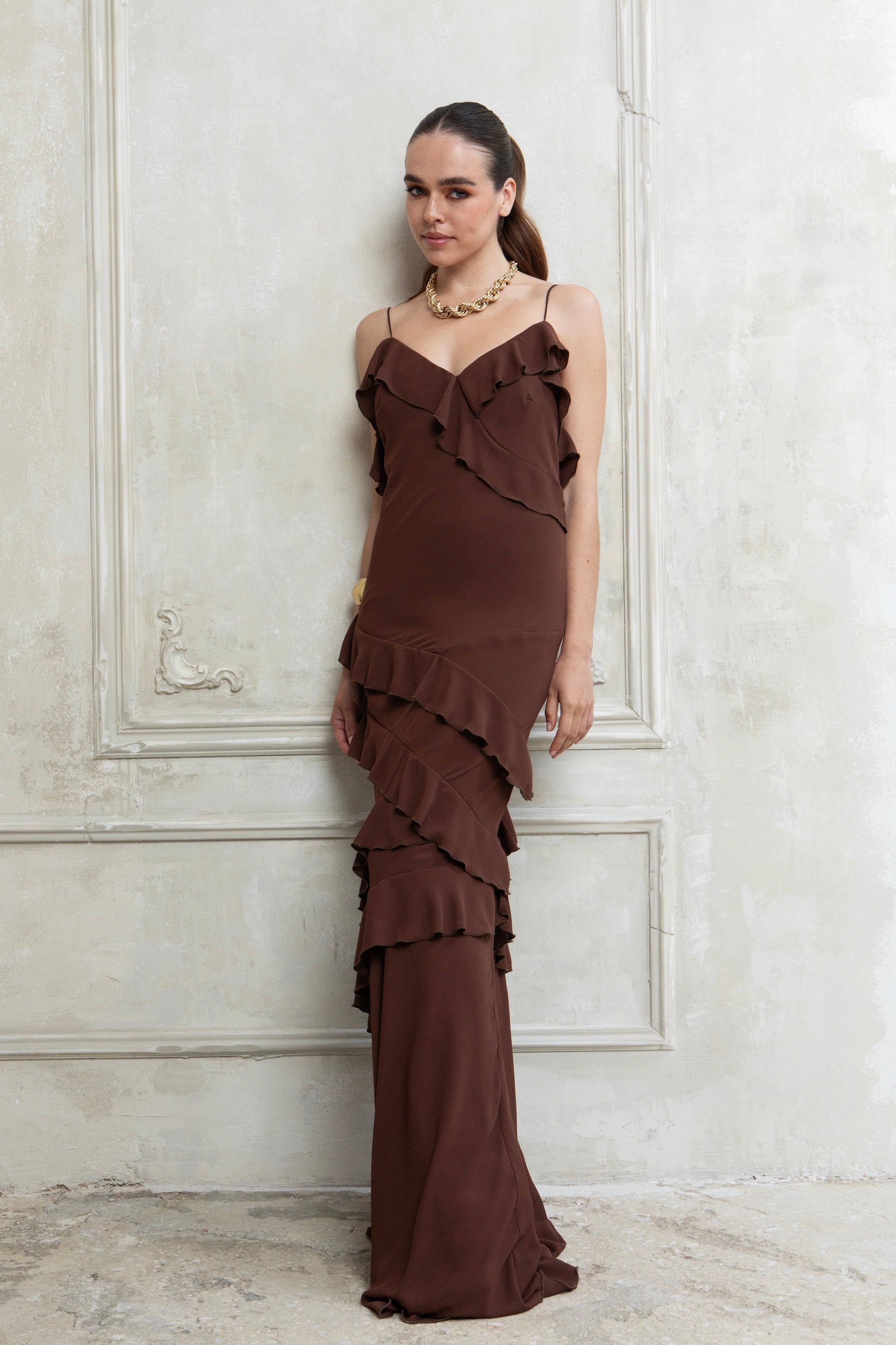 COCOA MUSE MAXI DRESS WITH RUFFLES