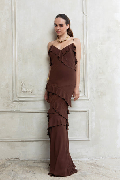 COCOA MUSE MAXI DRESS WITH RUFFLES