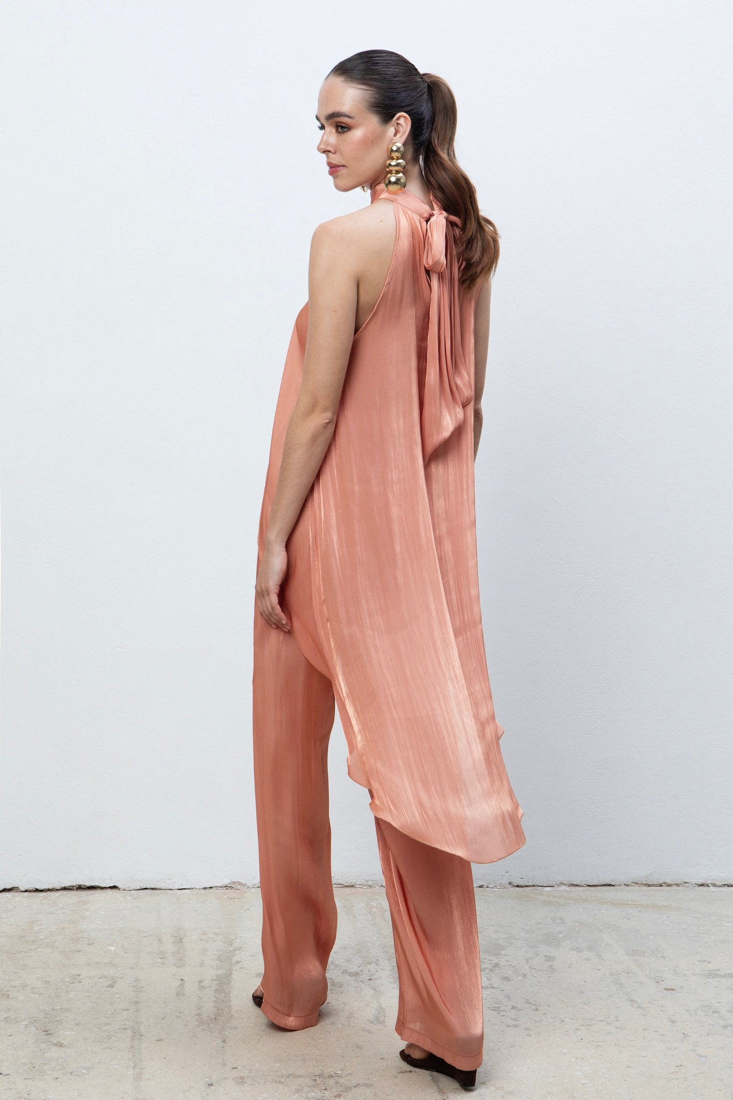 SILKY PEACH HIGH WAISTED PANTS