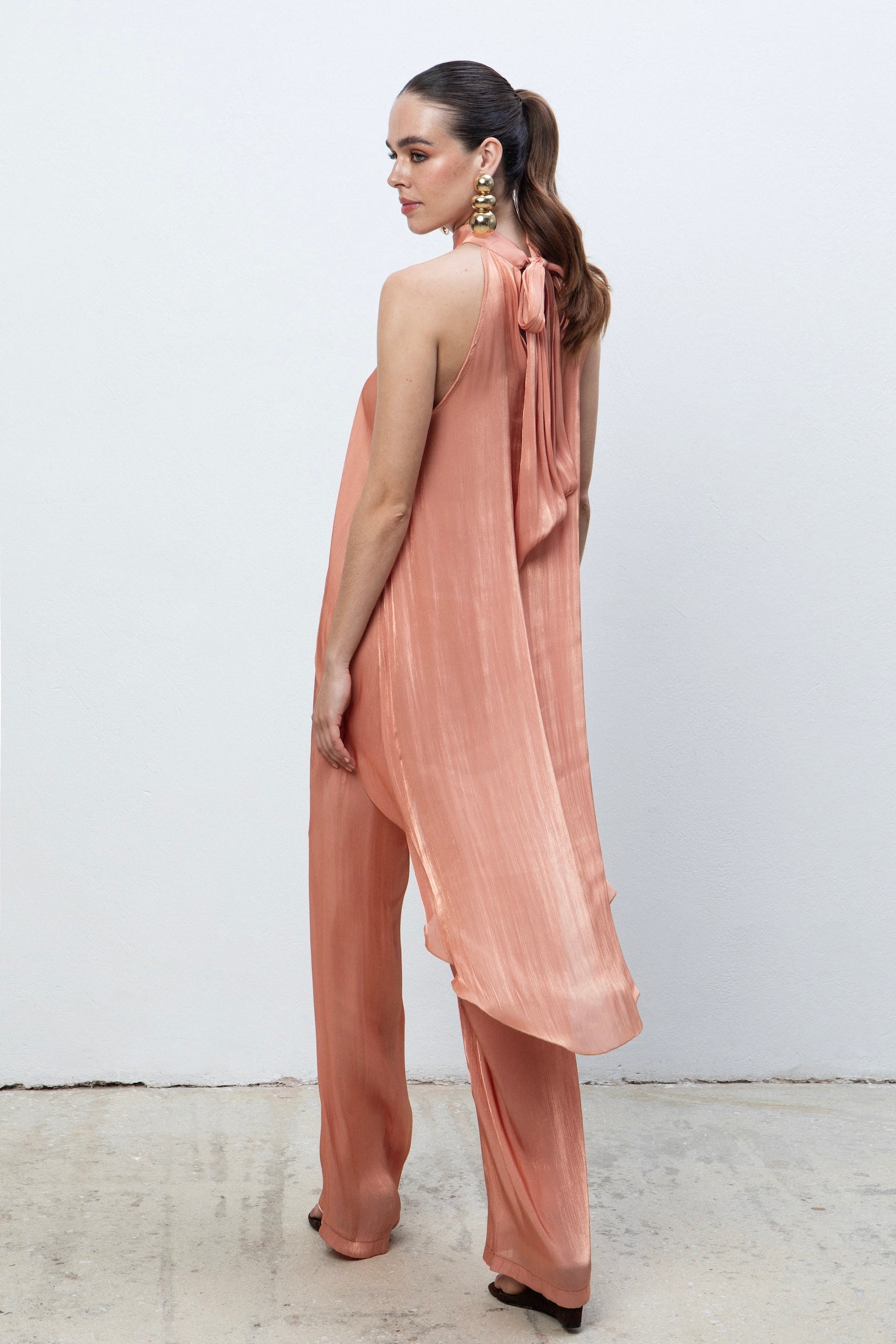 SILKY PEACH HIGH WAISTED PANTS