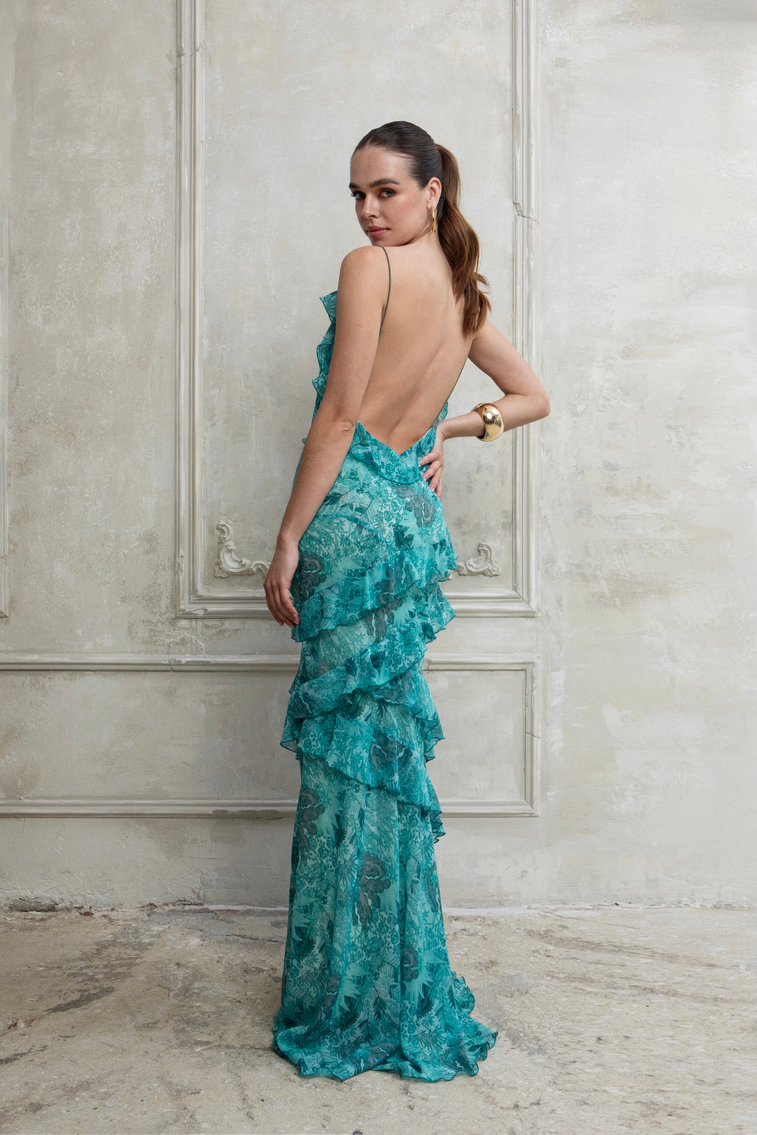 SERAFINA MAXI DRESS WITH RUFFLES