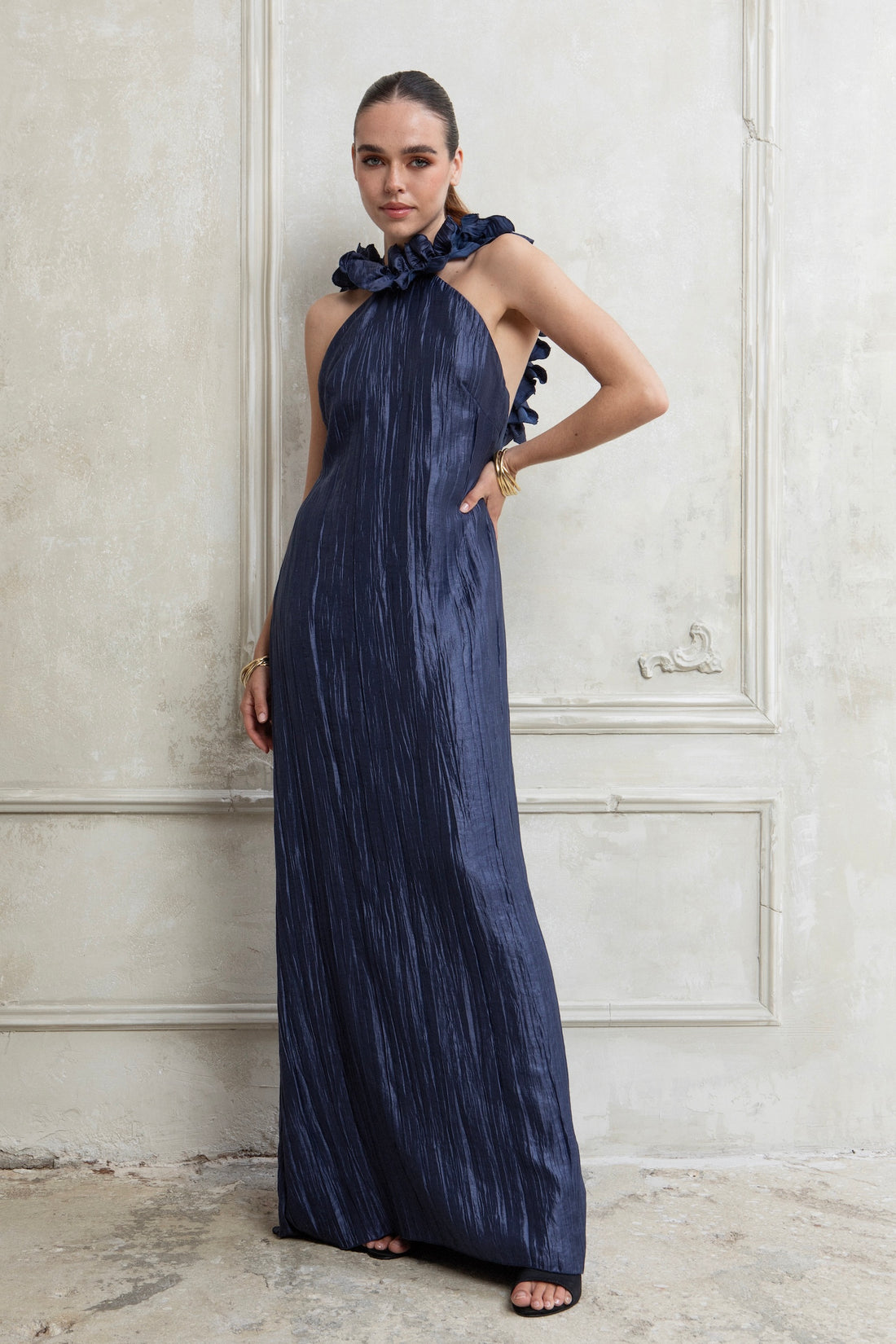 CALYPSO MAXI PLEATED DRESS