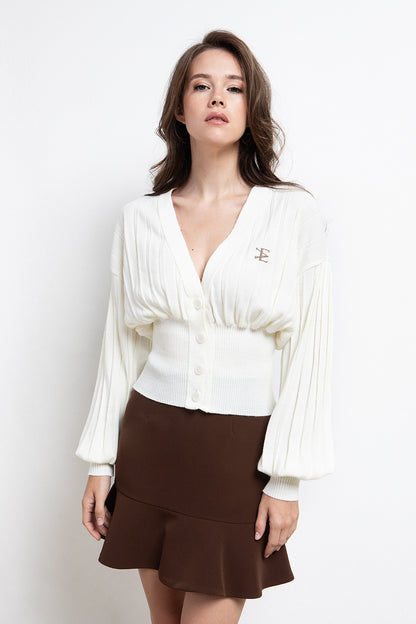 CHOCOLATE BROWN FLOUNCE MINI SKIRT