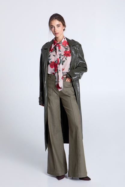 OLIVE CROCO TRENCH COAT