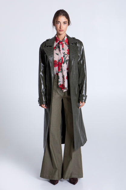 OLIVE CROCO TRENCH COAT