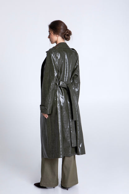 OLIVE CROCO TRENCH COAT