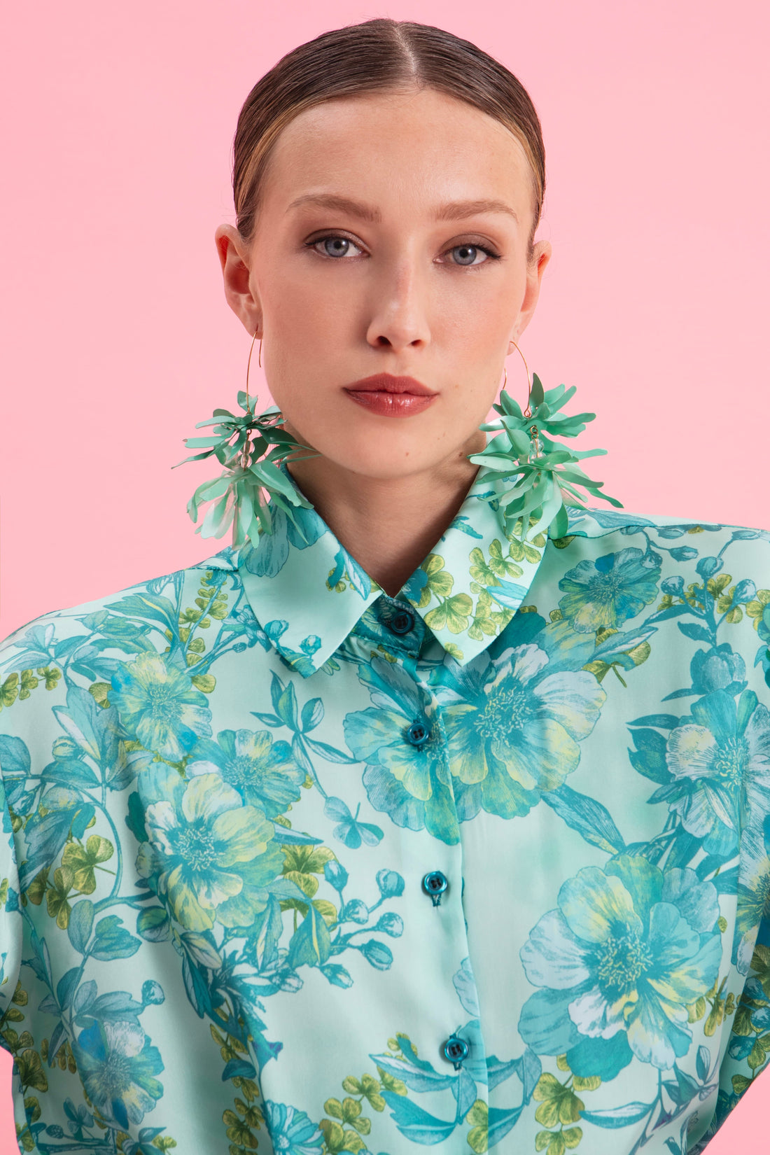 BOTANICAL BREEZE SATIN SHIRT