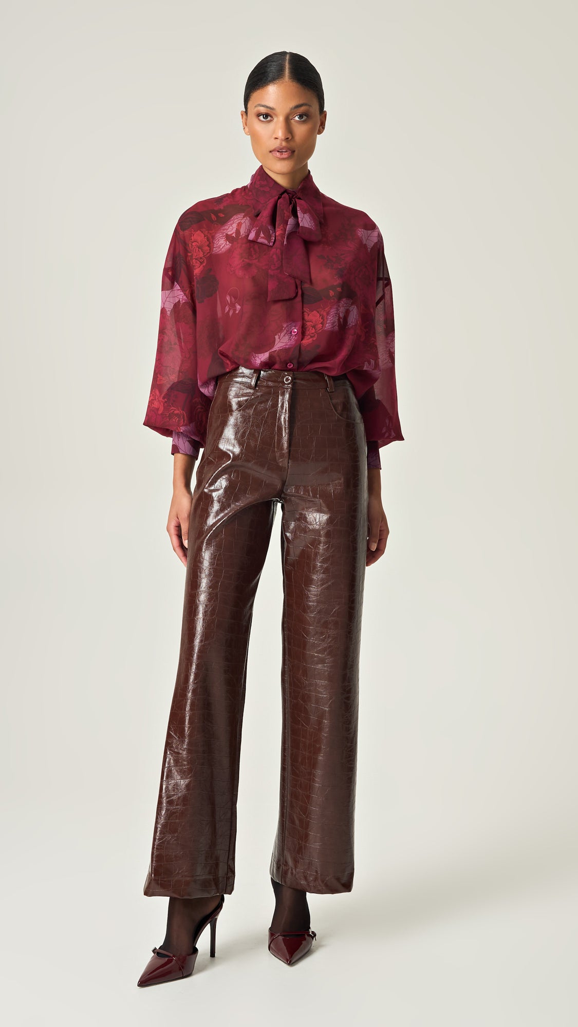 COCOA CROCO LEATHER PANTS