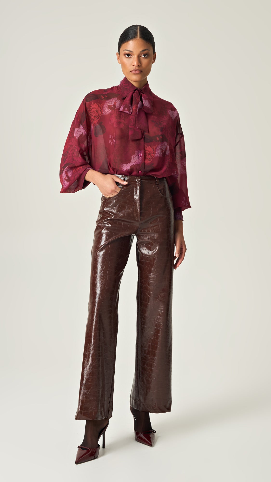 COCOA CROCO LEATHER PANTS