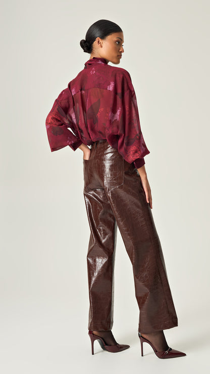 COCOA CROCO LEATHER PANTS