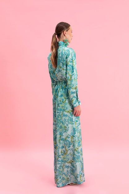BOTANICAL BREEZE HIGH WAISTED SATIN PANTS